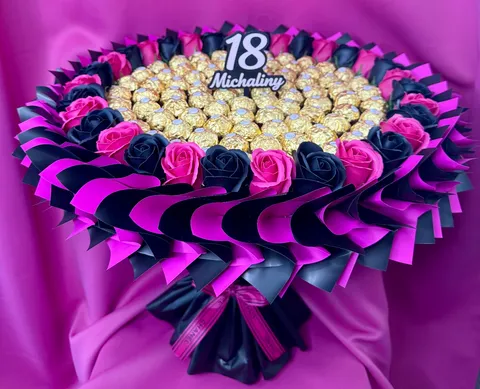 Słodki bukiet Ferrero z różami
