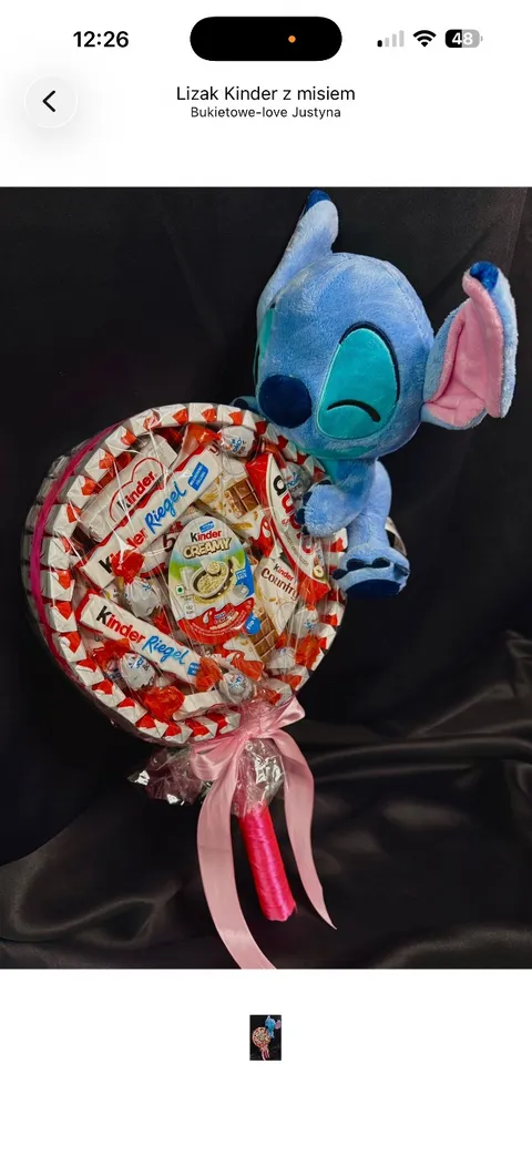 Lizak Kinder z misiem Stitch 20 cm