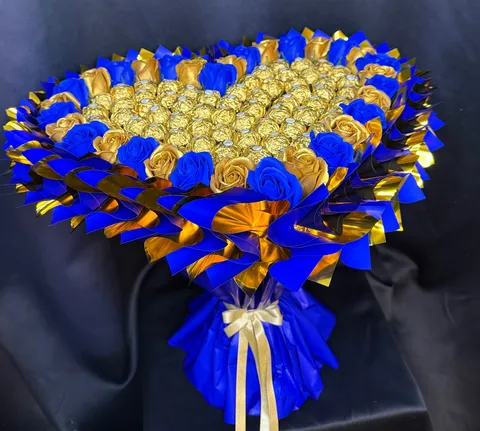 serce złoto-granatowe 43 cm